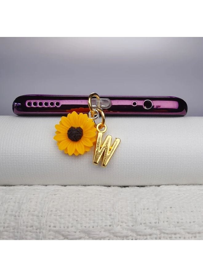 W Sunflower Phone Charging Port Dust Plug For IPhone 5 To 14 Type C Interface - Image 1