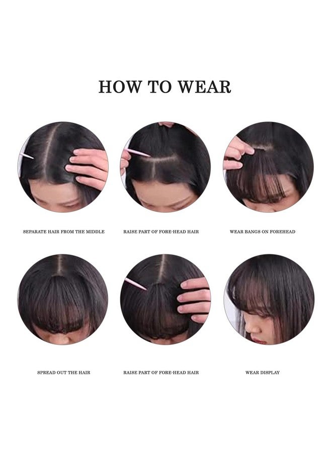 BLUSHIA (Pack of 1) Clip in Bangs- Fake Bangs Synthetic Hair Bangs Clip in Hair Extensions Wispy Bangs Clip On Air Bangs for Women, Brown - Image 4