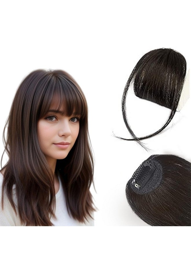 BLUSHIA (Pack of 1) Clip in Bangs- Fake Bangs Synthetic Hair Bangs Clip in Hair Extensions Wispy Bangs Clip On Air Bangs for Women, Brown - Image 1