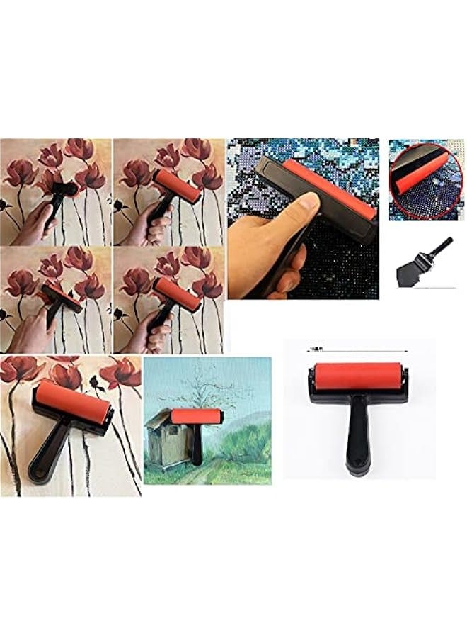Rubber Roller, Diamond Painting Accessories, 4inch Rubber Brayer Roller for Printmaking Gluing Anti Skid Tape Construction - Image 3