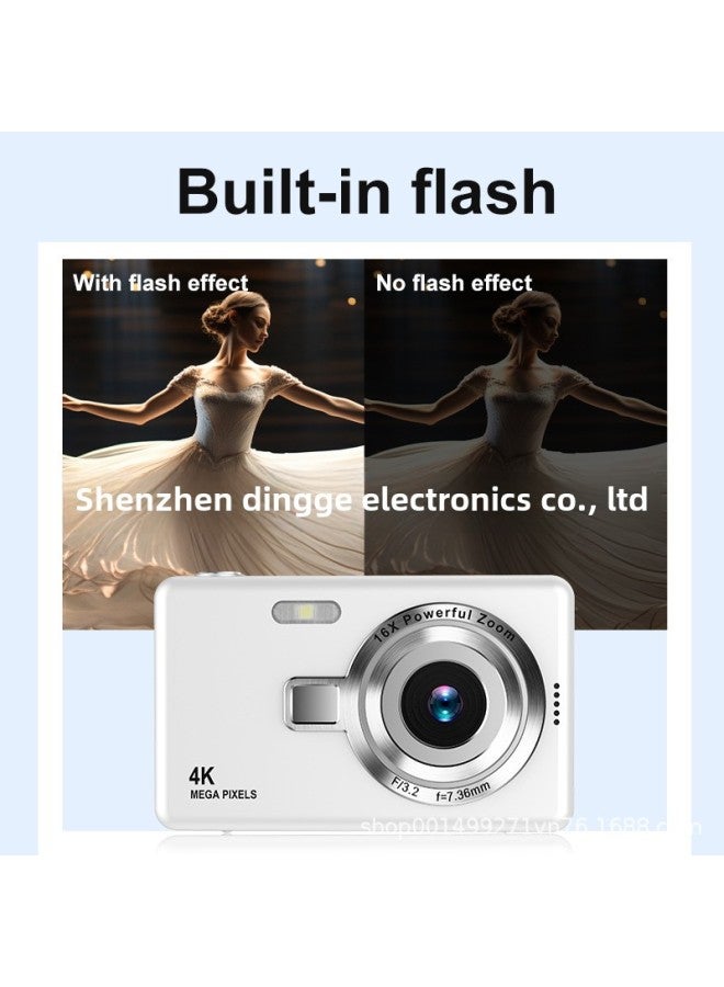 Generic Ccd HD 4K Pixel Digital Camera Student Entry Mini Card Machine Campus Shooting Camera-Body Color:Q12 White Official Standard Configuration  - Image 5
