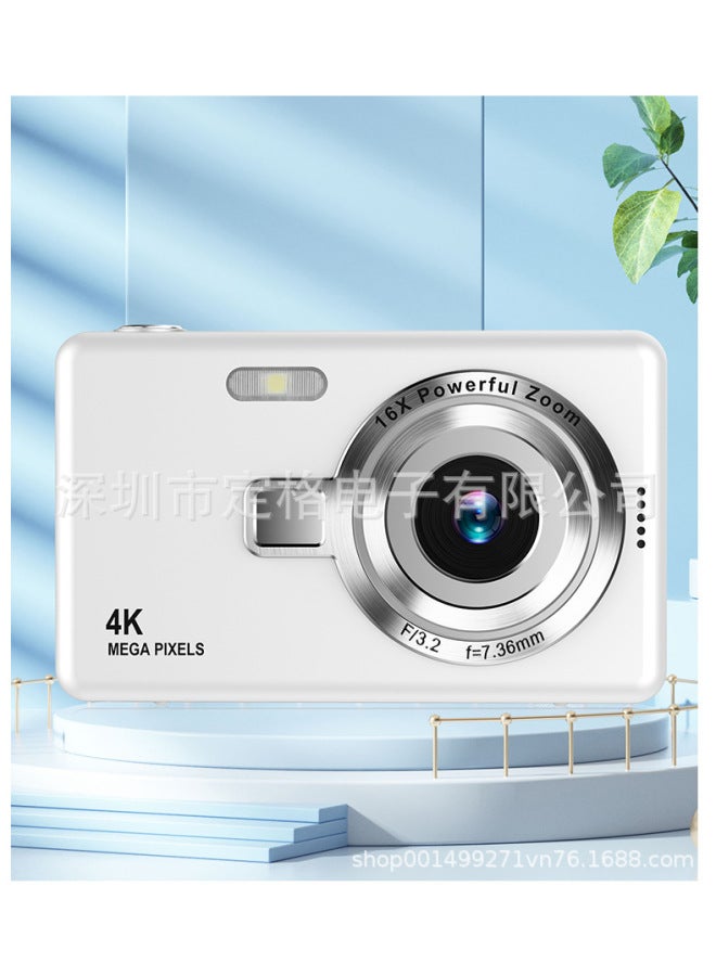 Generic Ccd HD 4K Pixel Digital Camera Student Entry Mini Card Machine Campus Shooting Camera-Body Color:Q12 White Official Standard Configuration  - Image 1