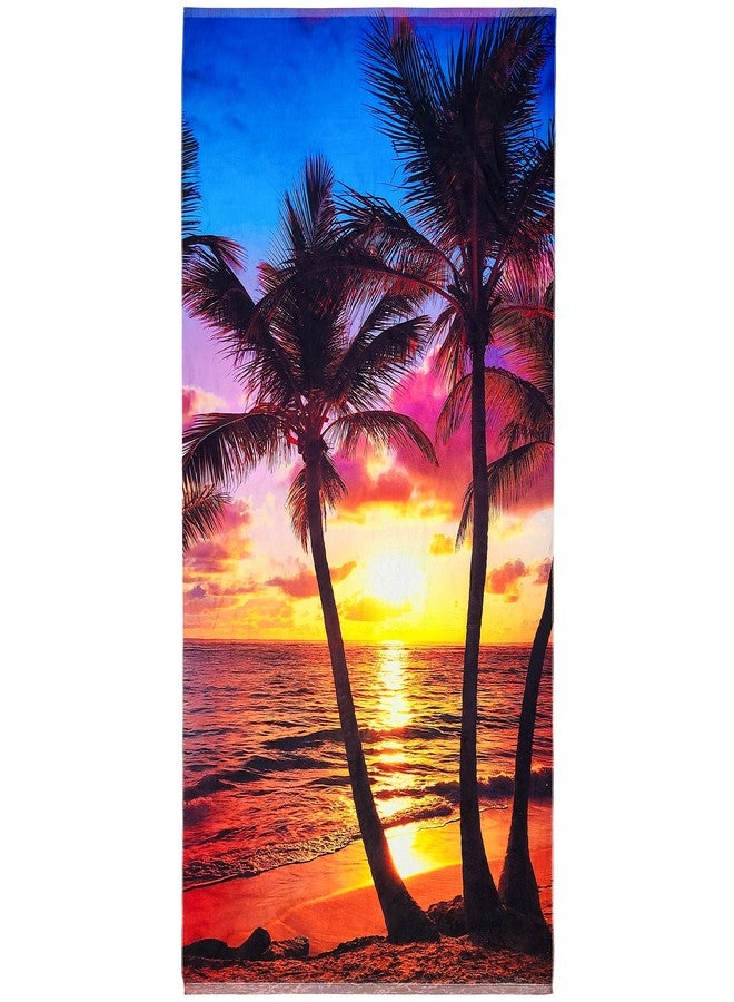 Beachland Sunset Palms Beach Towel 30 x 60 inch 100% Cotton (Paradise Sunset, One Towel) - Image 1