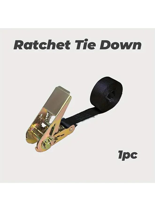 Black 1pc 1x3m Heavy Duty Ratchet Tie Down Straps No Hook for Luggage Motorcycles Kayaks - Image 1