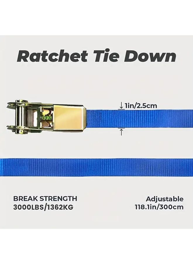 Black 1pc 1x3m Heavy Duty Ratchet Tie Down Straps No Hook for Luggage Motorcycles Kayaks - Image 4