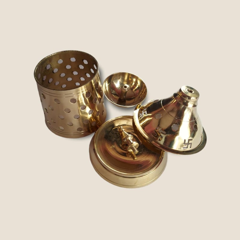 DAZVI Brass Akhand Diyas with Cover Jyoti Oil Lamp for Temple Shape Spiritual Wick Holder for Pooja Room Akhand Diya Puja Decorative Lamps Home Decor Diva House Warming Gfts Decoration Large - Image 2