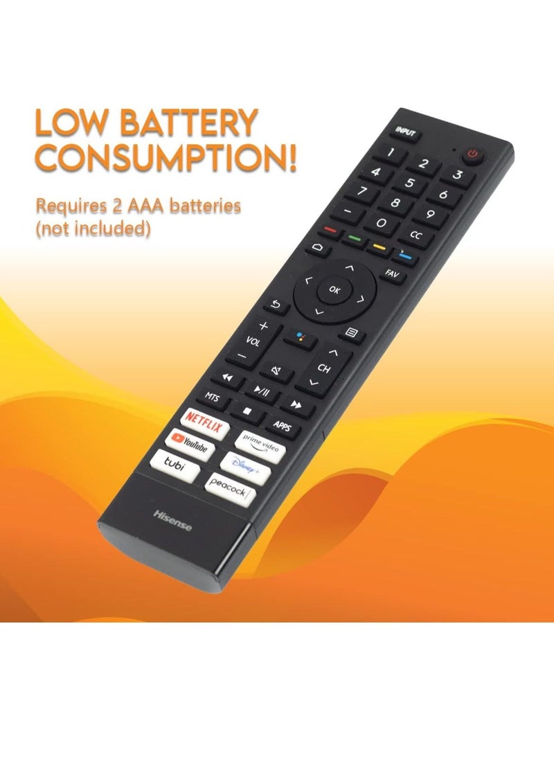 ELTRAZONE - Replacement Remote Control OEM for Hisense 4K UHD LED Smart TV Fits 65H6G 43A7500F 75A7100F 50A7500F 50AE7200F 55AE7200F 65A7500F and More (ERF3J80H) with battery - Image 1
