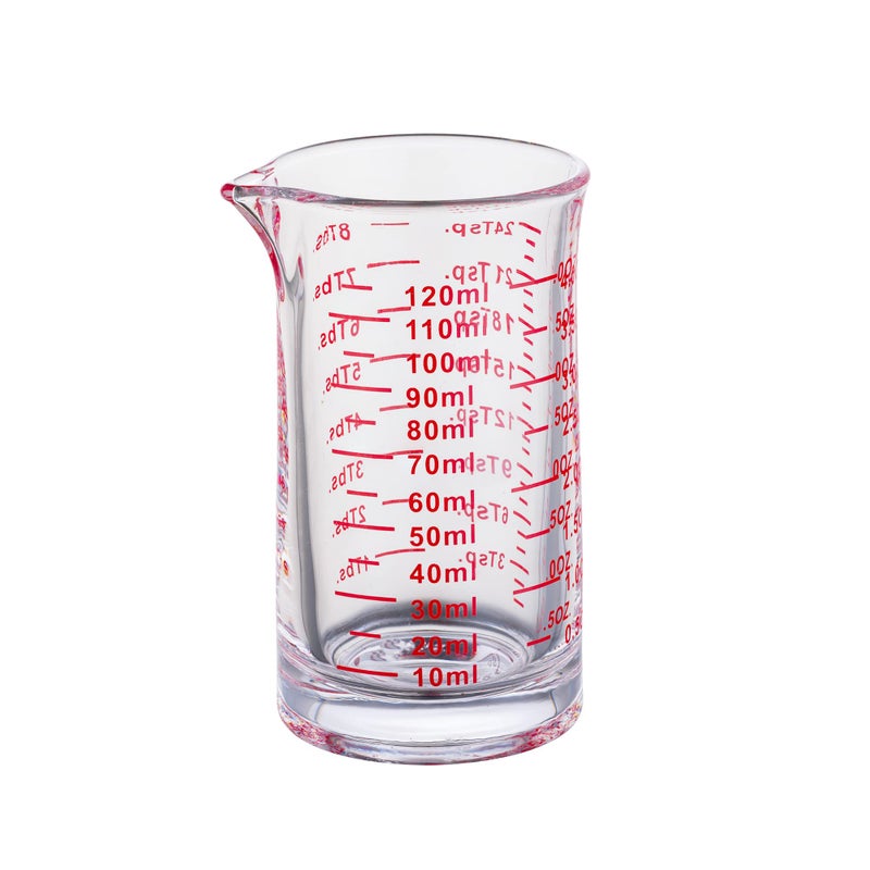 Ackers BORO3.3 Ackers Shot Glass Measuring Cup 4 Ounce120ML Liquid Heavy High Espresso Glass Cup Red LineVShaped Spout
