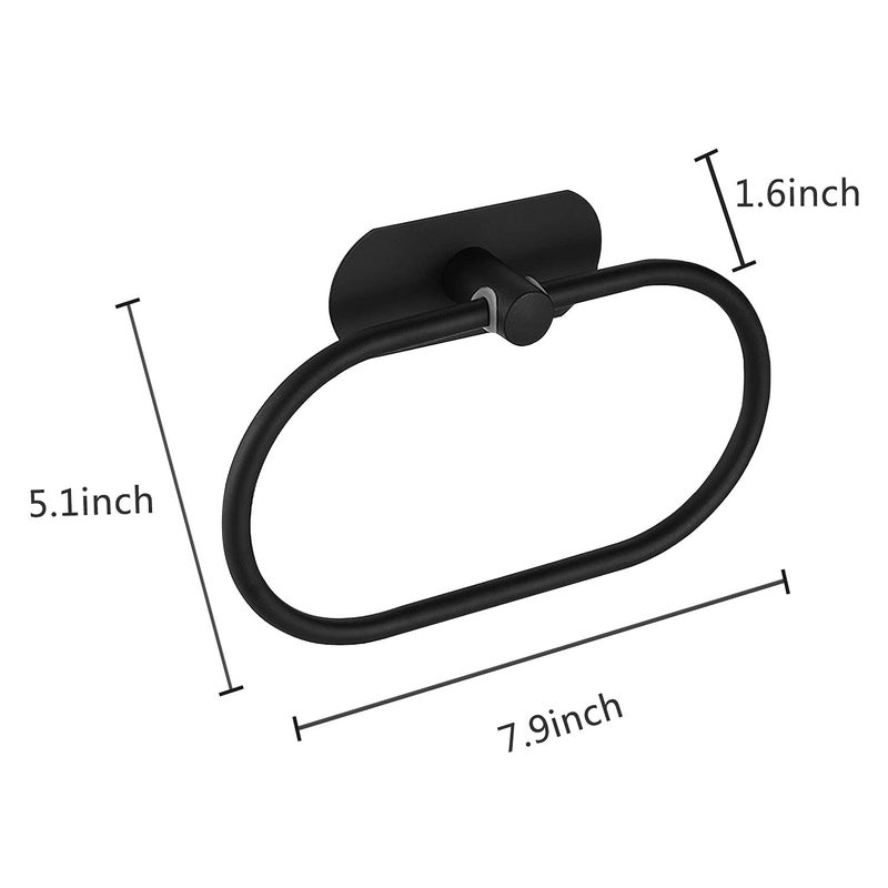 Besteffie Adhesive Towel Ring Self Adhesive Hand Towel Ring Stainless Steel Rustproof Bathroom Towel Holder Wall Mount SUS 304 Stainless Steel Matte Black - Image 2