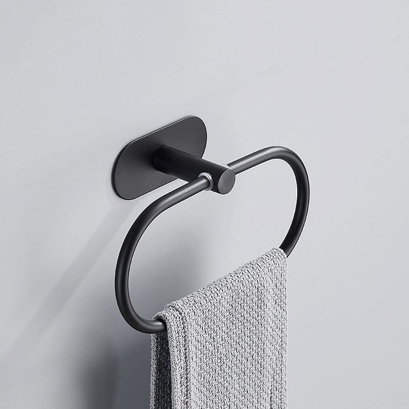 Besteffie Adhesive Towel Ring Self Adhesive Hand Towel Ring Stainless Steel Rustproof Bathroom Towel Holder Wall Mount SUS 304 Stainless Steel Matte Black - Image 5
