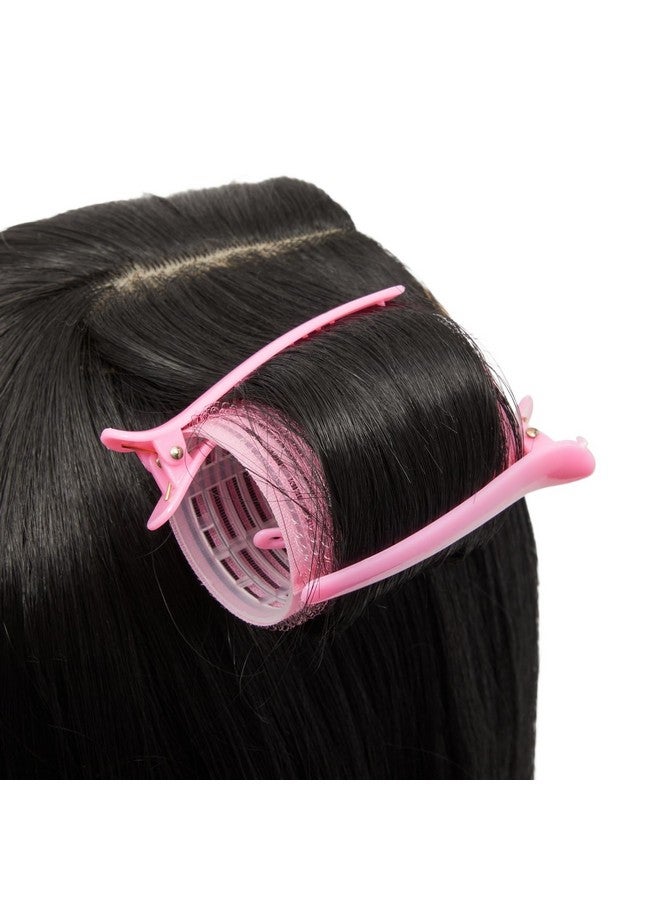 جلامليلي مجموعة من 48 قطعة من بكرات الشعر ذاتية الإمساك مع مشابك لتجعيد الشعر باللون الوردي في 3 أحجام مع مجموعة مشابك على شكل منقار البط لتجعيد الشعر (36 بكرة لشد الشعر و12 مشبكًا) - Image 4