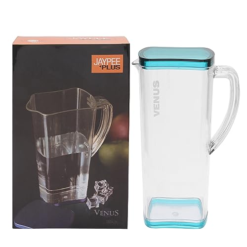 Jaypee Plus Venus Unbreakable Water Jug 1.65 Litre Easy Pour Spout & Strong Handle |Wide Mouth BPA Free Food Grade Transparent Multipurpose Jug for Milk, Juice, Beverage, Lassi, Cocktail, Green - Image 1