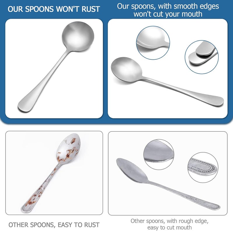 SZLFSX 2 Piece Soup Spoon Round Stainless Steel Bouillon Spoons Round Spoons 6.7 inch - Image 4