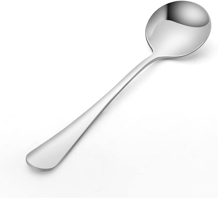 SZLFSX 2 Piece Soup Spoon Round Stainless Steel Bouillon Spoons Round Spoons 6.7 inch - Image 1
