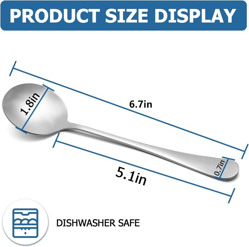 SZLFSX 2 Piece Soup Spoon Round Stainless Steel Bouillon Spoons Round Spoons 6.7 inch - Image 3