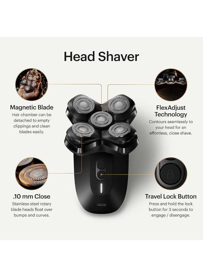 MANSCAPED® The Dome Shaver™ PRO Head Shaver for Bald Men – Five Rotary Blade Design with SkinSafe® & FlexAdjust Technology, Waterproof, USB-C & Wireless Charging Compatible with Travel Lock - Image 2