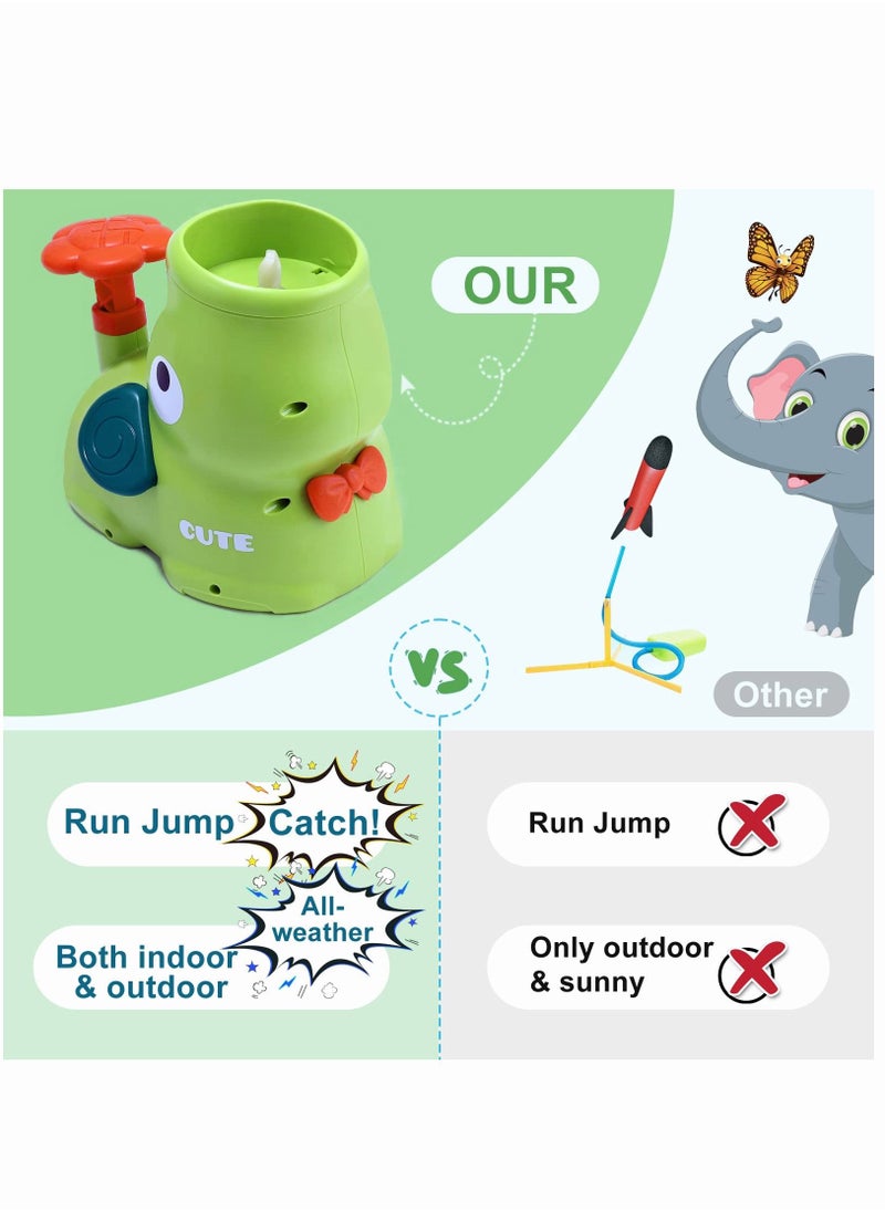 Outdoor Toys for Kids Ages 4-8: Elephant Butterfly Catching Game - Toddler Chasing Toy, Flying Spinner Toy Disc Rocket Launcher