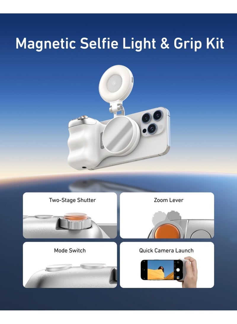 TELESIN 3 in 1 Fun Shot Magnetic Phone Camera Grip + C03 Magnetic Selfie Light + Metal Tripod Kit, Camera Attachment for iPhone Magsafe & Android, DSLR Style Shutter Grip Handle Holder for Selfies/ Live Streaming/Video Call - Image 2