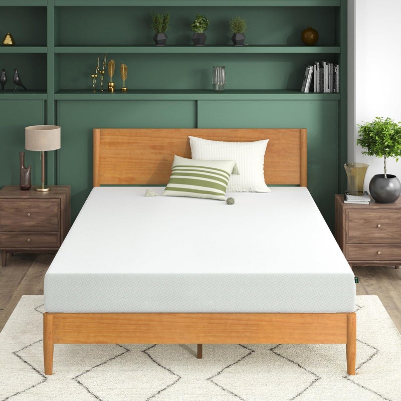 ZINUS 8 Inch Green Tea Memory Foam Mattress Queen Fiberglass Free Patented Custom Contour Support Sturdy Base Foam CertiPURUS Certified Mattress in A Box White