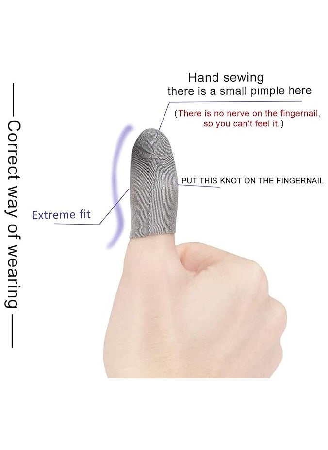 PROMASS Silver Fiber 100%, 0.01"(0.5mm) Ultra-Thin, PUBG Mobile Out Finger Sleeve Anti-Sweat Breathable for High-Ranking Players Mobile Game Streamer iPhone/iPad/Android Size: M(6P)  - Image 3