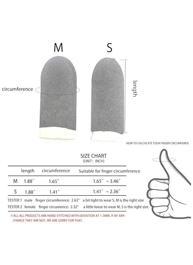 PROMASS Silver Fiber 100%, 0.01"(0.5mm) Ultra-Thin, PUBG Mobile Out Finger Sleeve Anti-Sweat Breathable for High-Ranking Players Mobile Game Streamer iPhone/iPad/Android Size: M(6P)  - Image 4