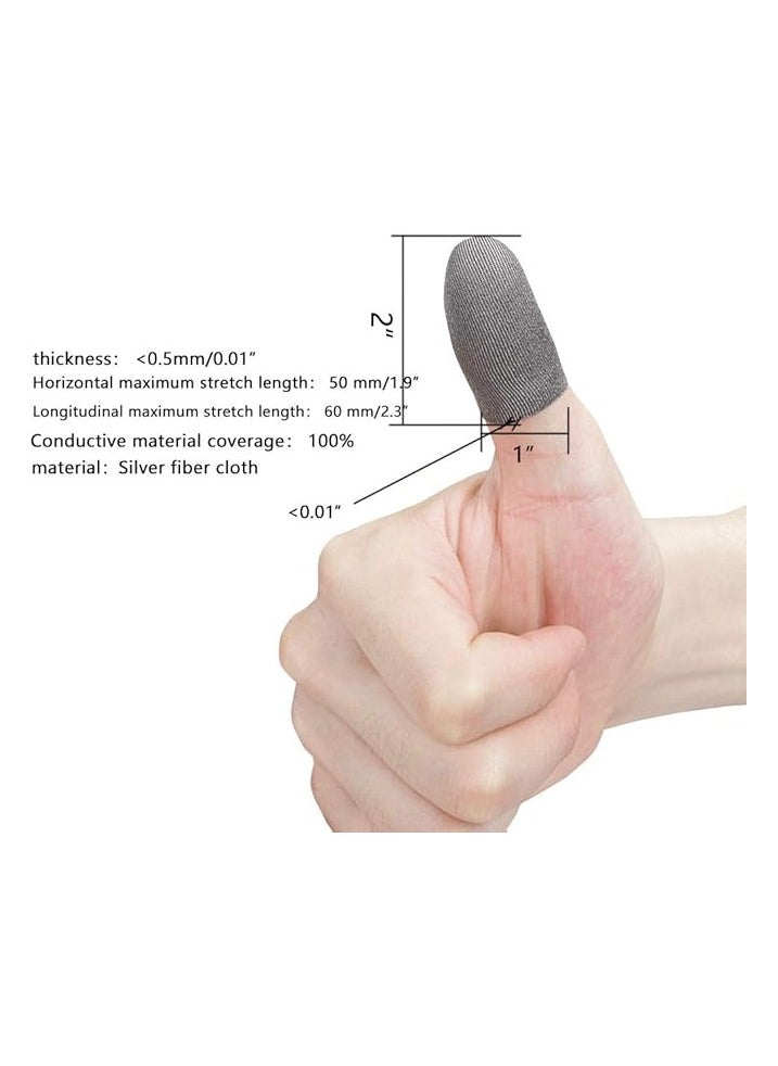PROMASS Silver Fiber 100%, 0.01"(0.5mm) Ultra-Thin, PUBG Mobile Out Finger Sleeve Anti-Sweat Breathable for High-Ranking Players Mobile Game Streamer iPhone/iPad/Android Size: M(6P)  - Image 5