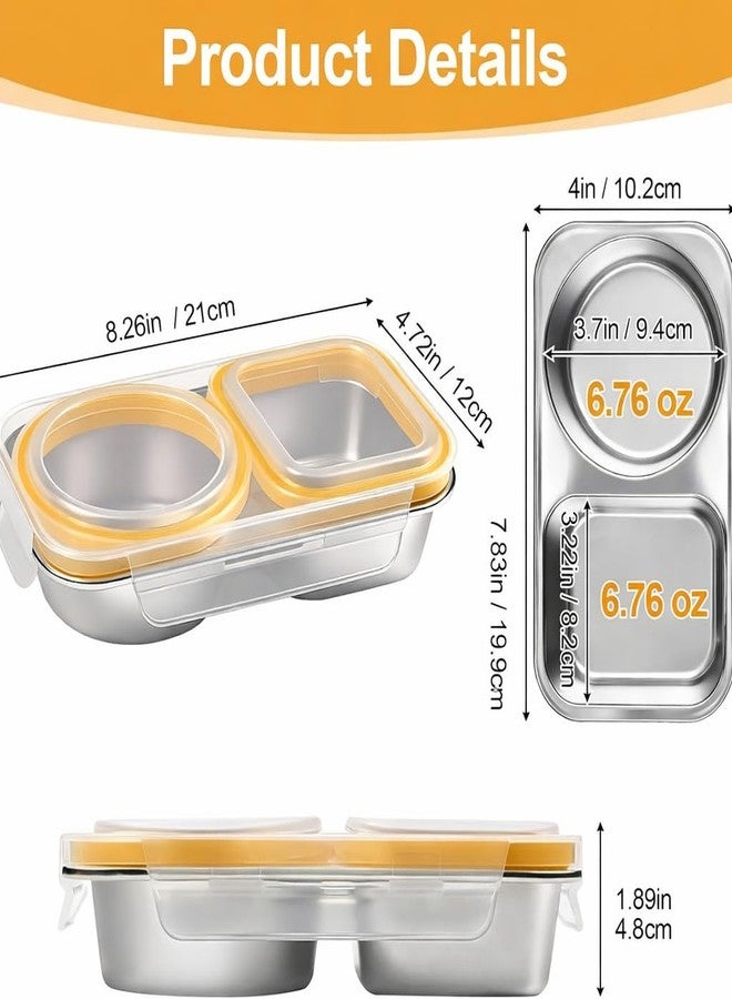 KitchEase Stainless Steel 460ml Lunch Box with Airtight Leakproof Lid | 2-Compartment Food Container | Lid with Silicone Seal | Office, School & Travel Tiffin Box (Natural Yellow) - Image 5