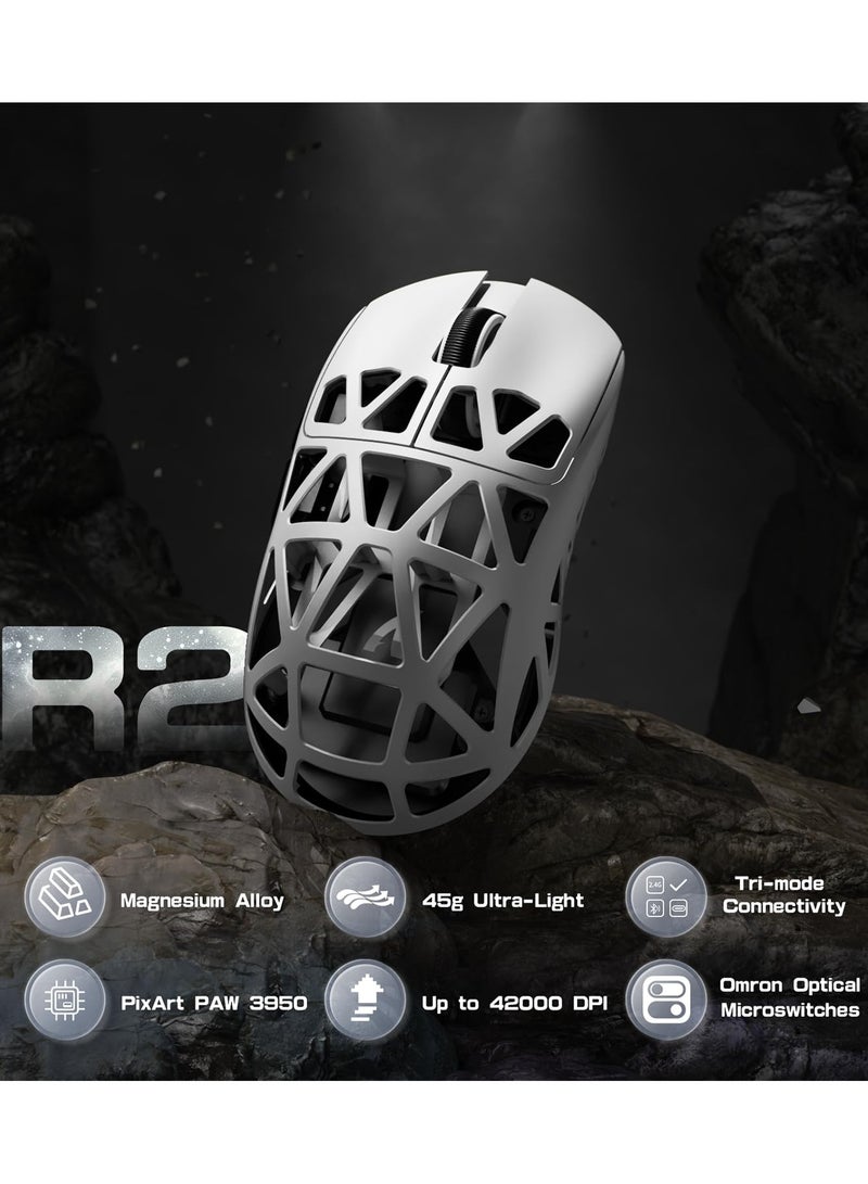 Attack Shark R2 Wireless Gaming Mouse, Superlight Magnesium Alloy, PAW3950 42000 DPI Optical Sensor, 8000Hz Polling Rate, 2.4G/BT/Wired Programmable Mice for Win Mac Gamer - Image 2