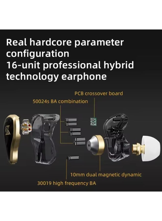 Linsoul KZ ZAS Metal Wired Earphone 16-Unit Hybrid Technology Music Bass In-Ear Monitor Headset Sport Game Noice Cancelling Earphone - Image 3