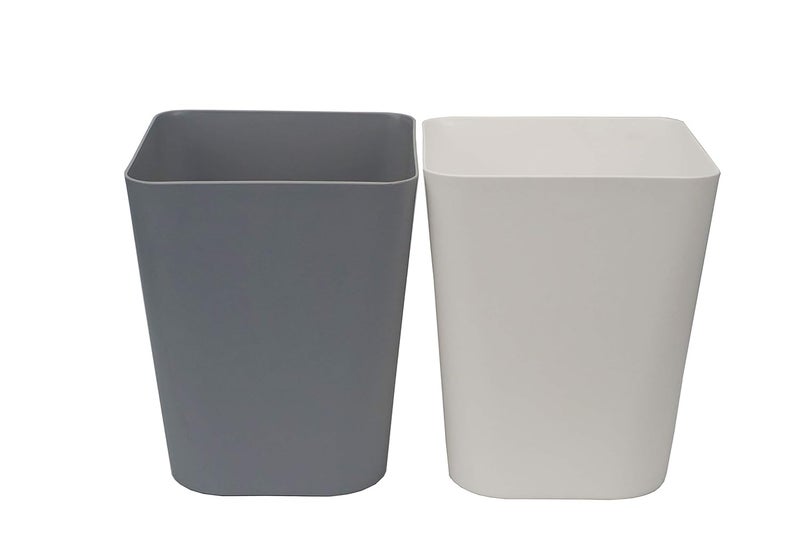 Feiupe 1.6 Gallon Small Trash Can Wastebasket for Kitchen Office Bathroom,Pack of 2(White+Gray) - Image 1