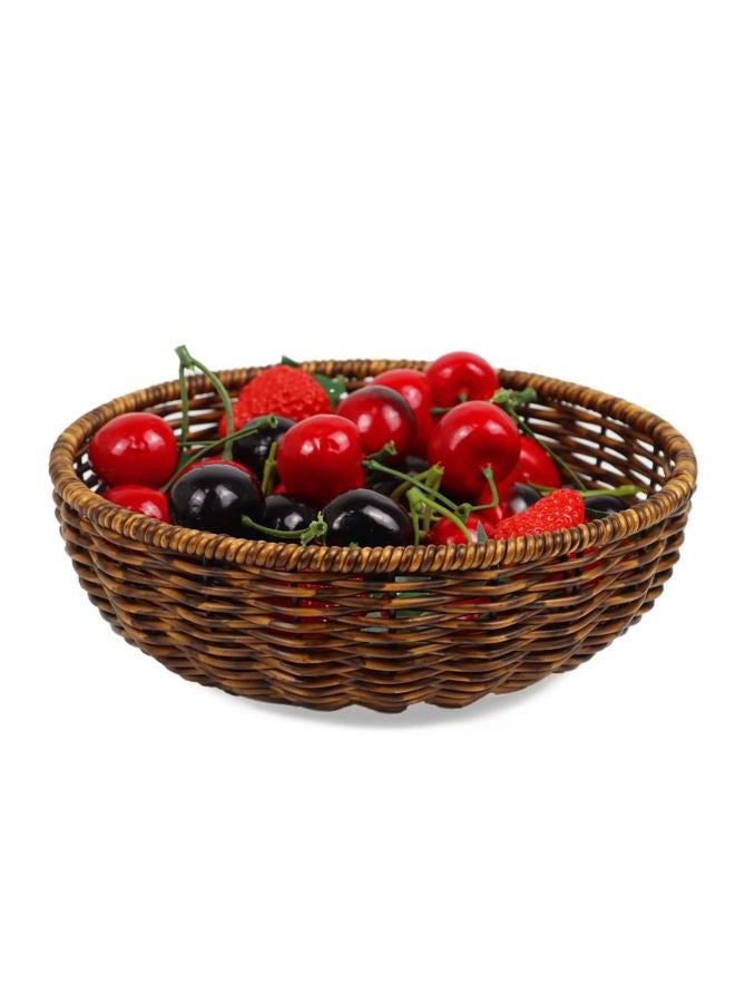 ORDELITE Fruit Baskets Bowl for Kitchen Counter, Round Bread Woven Wicker Basket, Candy Bowl Dish for Fruits, Breads, Vegetables,Snacks, Food (Small) - Image 1