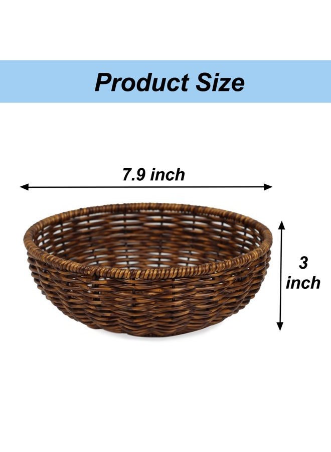 ORDELITE Fruit Baskets Bowl for Kitchen Counter, Round Bread Woven Wicker Basket, Candy Bowl Dish for Fruits, Breads, Vegetables,Snacks, Food (Small) - Image 3