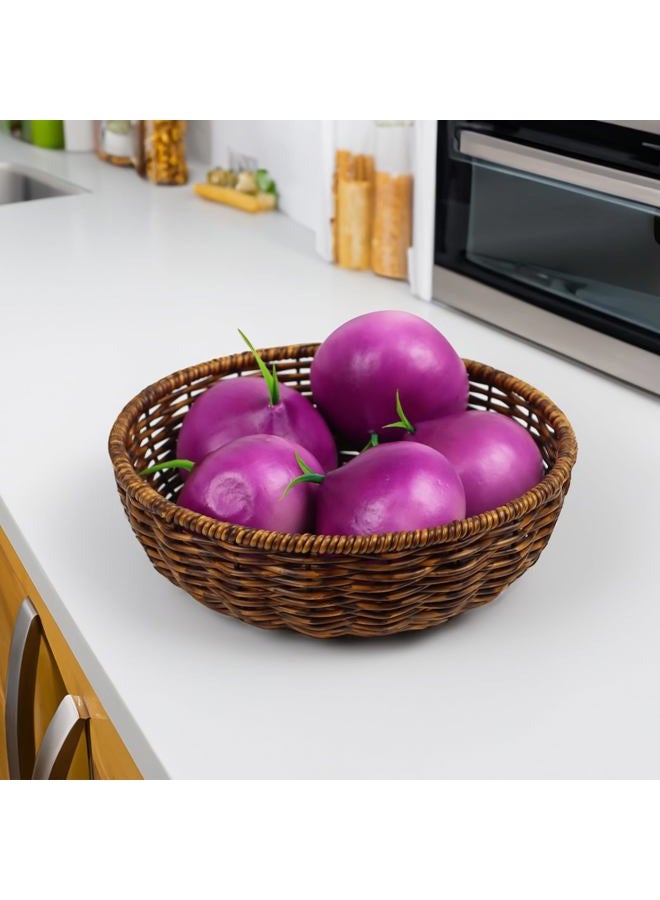 ORDELITE Fruit Baskets Bowl for Kitchen Counter, Round Bread Woven Wicker Basket, Candy Bowl Dish for Fruits, Breads, Vegetables,Snacks, Food (Small) - Image 4