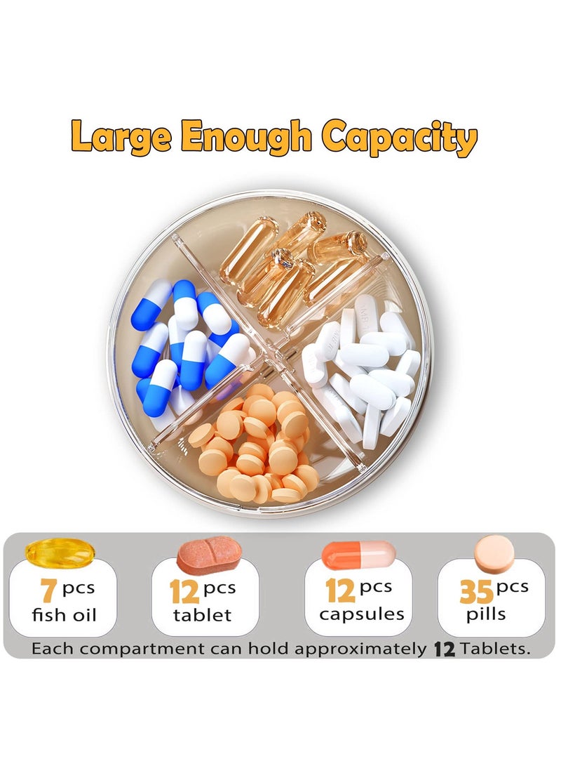 Suntown Portable Pill Organizer, Daily Pill Organizer Box, Waterproof Dustproof Travel Pill Organizer Case with 4 Compartment, Compact Pill Holder for Vitamins, Fish Oil, Supplements and Medication - Image 4