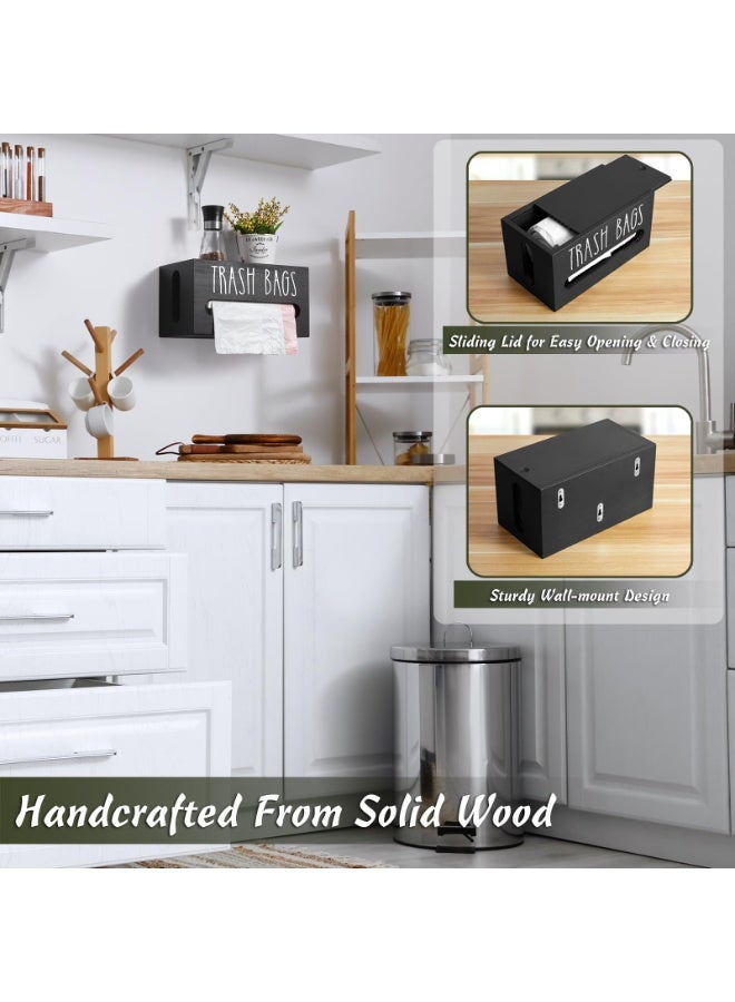 Trash Bag Dispenser, Trash Bag Holder Wall Mount, Wooden Trash Bag Holder for 4-8-gallon Trash Bags Roll Holder Countertop, Home Decor Under Kitchen Sink Organization - Image 2