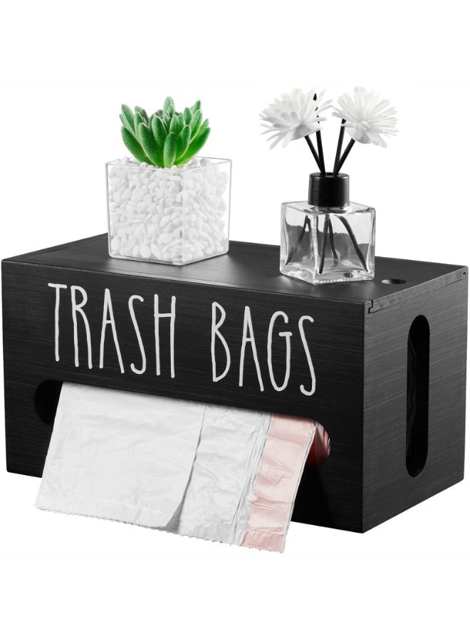Trash Bag Dispenser, Trash Bag Holder Wall Mount, Wooden Trash Bag Holder for 4-8-gallon Trash Bags Roll Holder Countertop, Home Decor Under Kitchen Sink Organization - Image 1