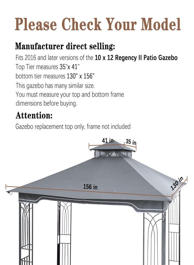 SCOCANOPY Replacement Gazebo Canopy for 10 x 12 Regency II Patio Gazebo,(Grey) - Image 3