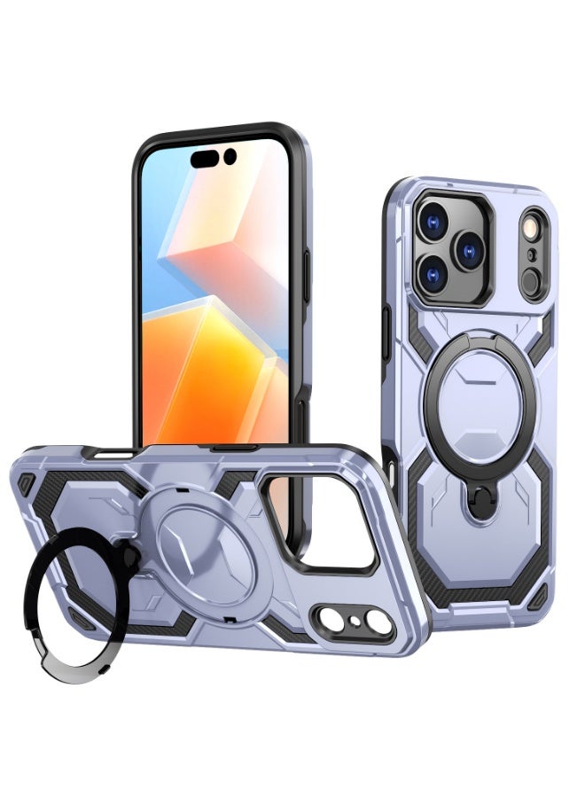 غلاف iPhone 17 Pro Max مع حامل مغناطيسي دوار 360 درجة، غلاف حماية من السقوط، تركيب دقيق لماج سيف، متوافق مع ماج سيف