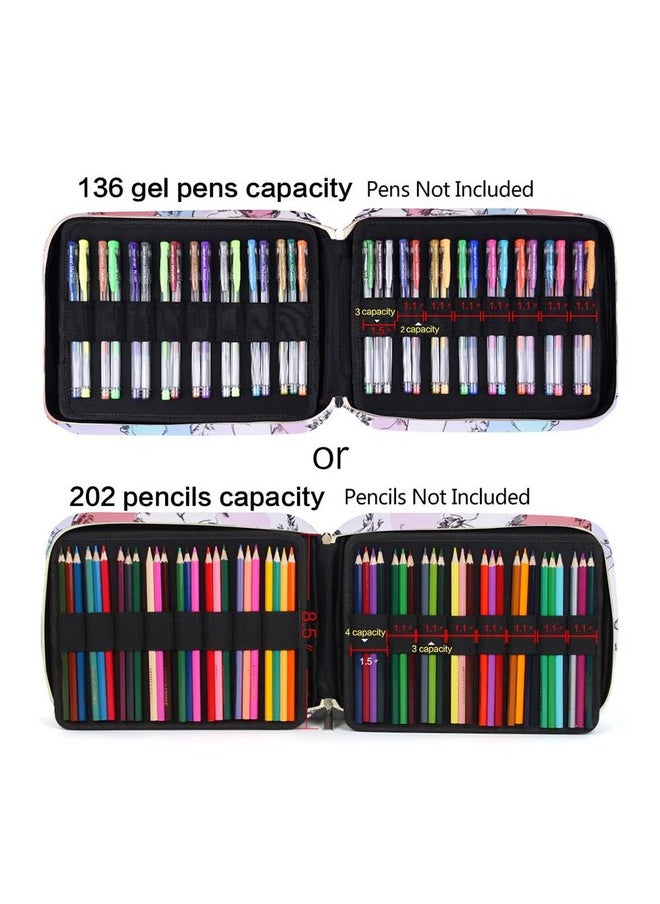 Qianshan qianshan Pencil Case Holder Slot - Holds 202 Colored Pencils or 136 Gel Pens with Zipper Closure - Large Capacity Pen Organizer for Watercolor Pens or Markers - Perfect for Artist.Mountains and Trees  - Image 5
