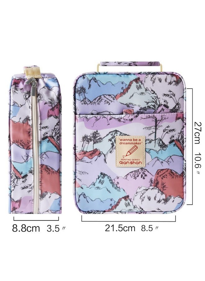 Qianshan qianshan Pencil Case Holder Slot - Holds 202 Colored Pencils or 136 Gel Pens with Zipper Closure - Large Capacity Pen Organizer for Watercolor Pens or Markers - Perfect for Artist.Mountains and Trees  - Image 4