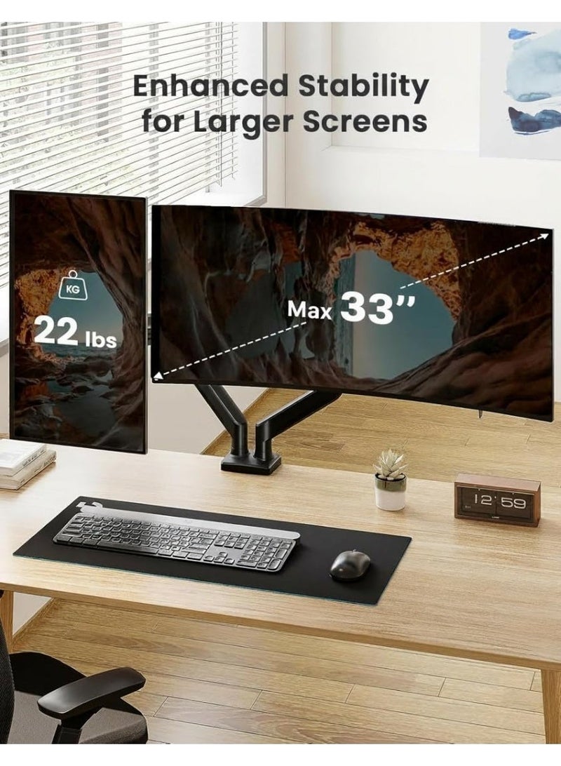 Adjustable Full Motion Monitor Arm for 17–27 Inch Screens, Dual Desk Mount with Swivel, Tilt, Rotation & Height Adjustment, Space-Saving Monitor Stand - Image 4