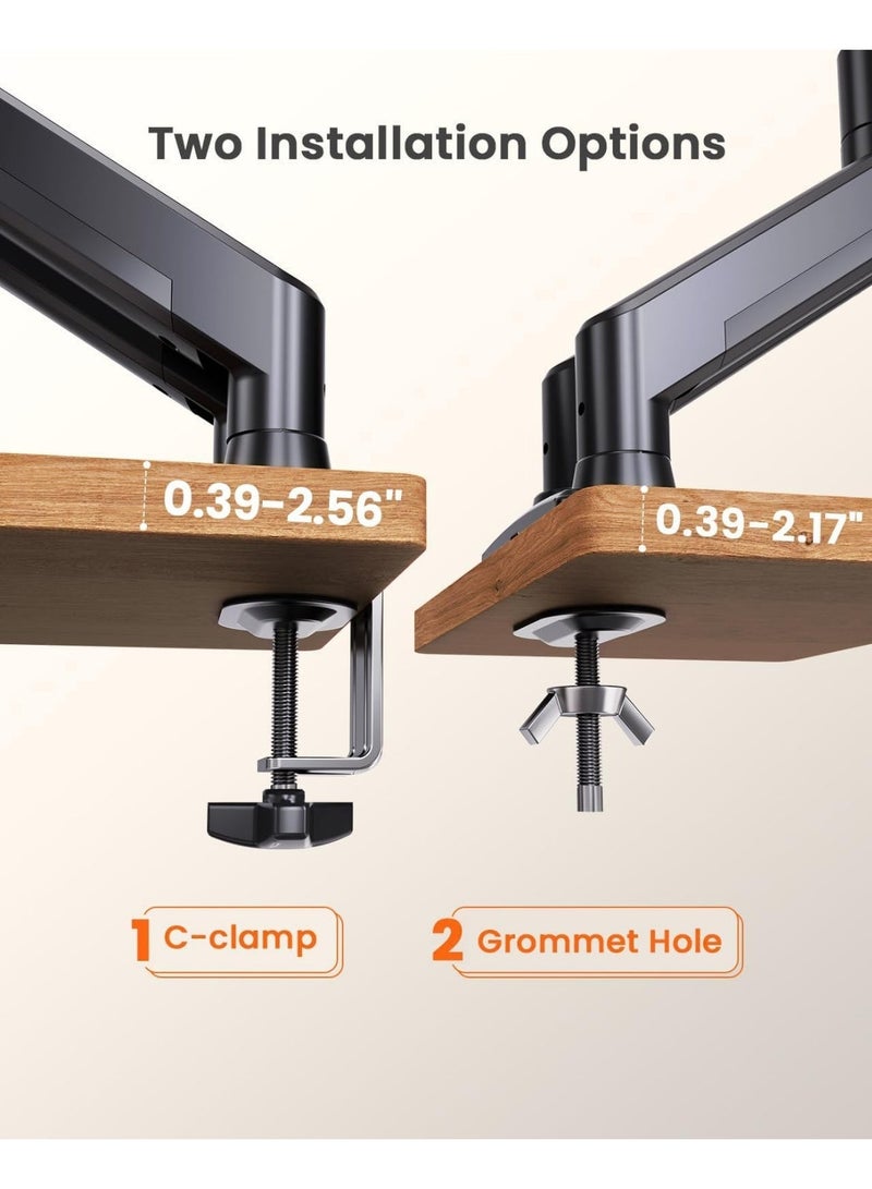 Adjustable Full Motion Monitor Arm for 17–27 Inch Screens, Dual Desk Mount with Swivel, Tilt, Rotation & Height Adjustment, Space-Saving Monitor Stand - Image 2