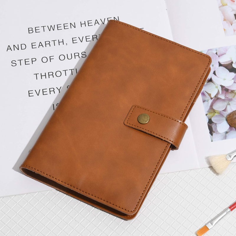 WONDERPOOL A6 Leather Journal Refillable Notebook Spiral Diary Binder Portfolio - Dotted Paper & Inner Pockets Organizer for Man and Woman (Brown, A6) - Image 3