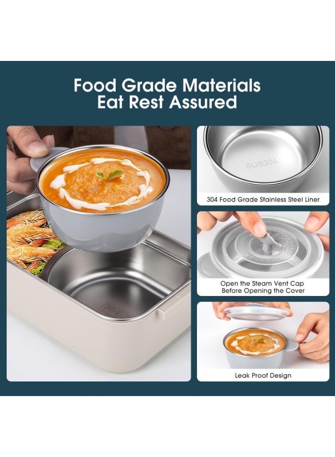 صندوق بنتو للكبار صندوق الغداء ، 2 طبقة قابلة للتراكم 304 فولاذ المقاوم للصدأ حاوية الغداء مع شوكة علبة الحساء ملعقة ، 2 لتر كبيرة السعة تسرب دليل صندوق الغداء للبالغين الأطفال مكتب نزهة مدرسة - Image 3