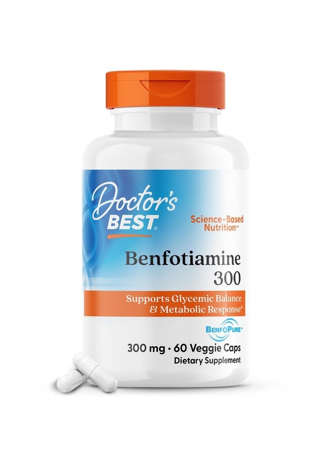 Doctor's Best Benfotiamine 300 with BenfoPure, Helps Maintain Healthy Glucose Metabolism, Non-GMO, Vegan, Gluten Free, Soy Free, 300 mg, 60 Veggie Caps - Image 1