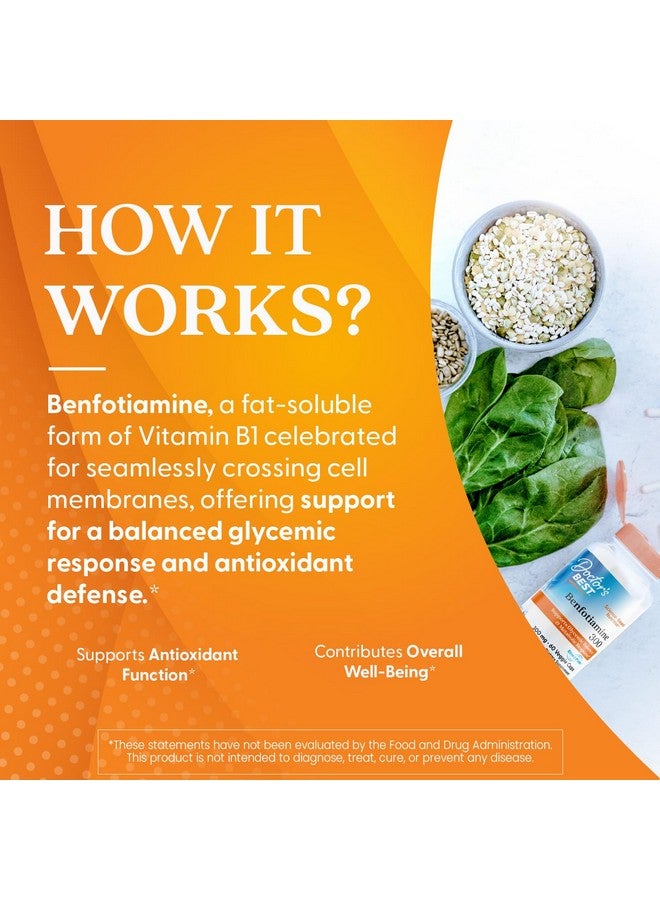 Doctor's Best Benfotiamine 300 with BenfoPure, Helps Maintain Healthy Glucose Metabolism, Non-GMO, Vegan, Gluten Free, Soy Free, 300 mg, 60 Veggie Caps - Image 2