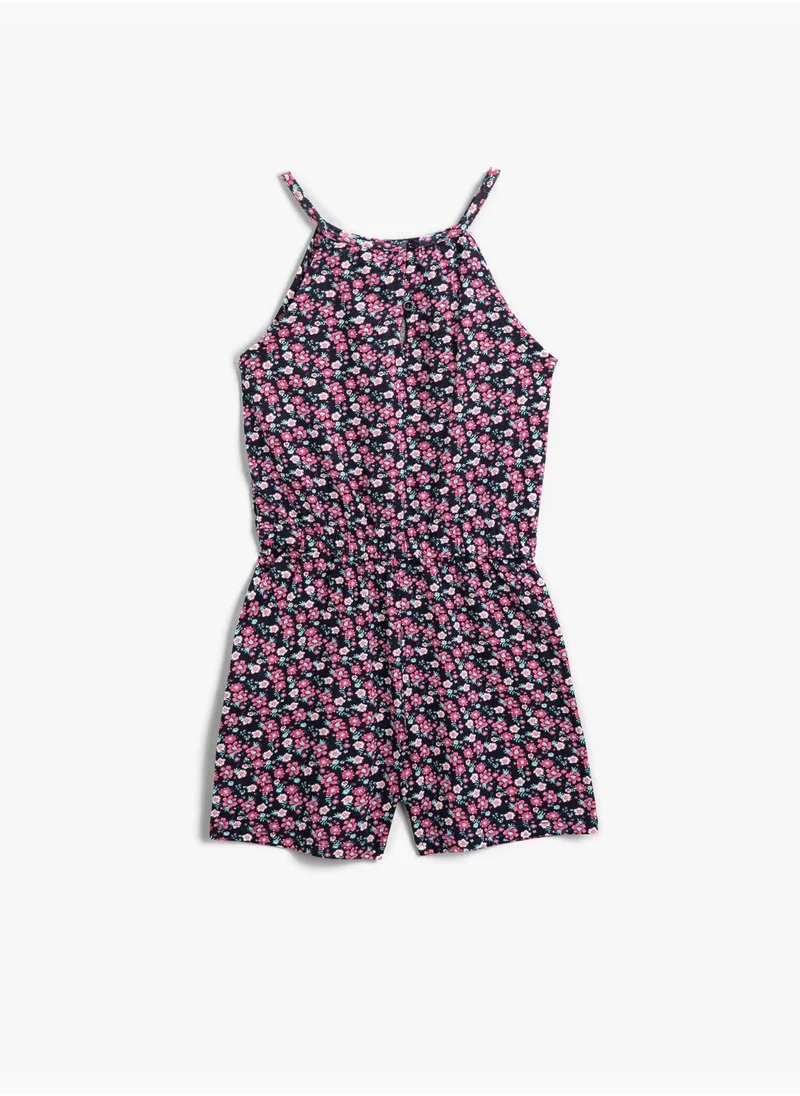 KOTON Floral Halter Neck Overall Cotton