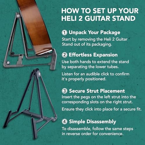 KM K&M König & Meyer 17581.014.55 Heli 2 Electric Folding A-Frame Guitar Stand for Electric Guitars | Adjustable and Collapsible | Sturdy and Durable Professional Choice | German Made Black - Image 4