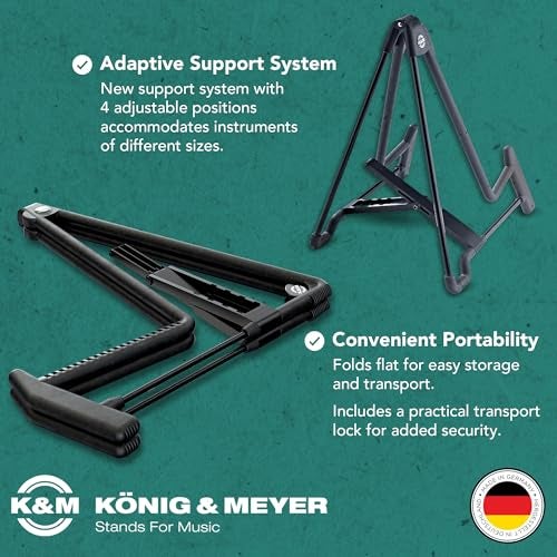 KM K&M König & Meyer 17581.014.55 Heli 2 Electric Folding A-Frame Guitar Stand for Electric Guitars | Adjustable and Collapsible | Sturdy and Durable Professional Choice | German Made Black - Image 3