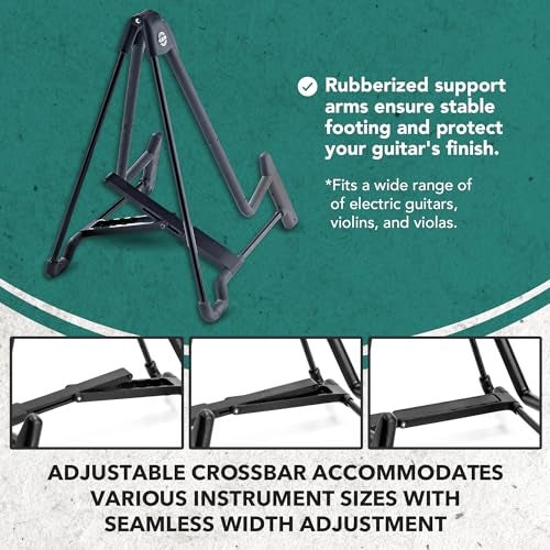 KM K&M König & Meyer 17581.014.55 Heli 2 Electric Folding A-Frame Guitar Stand for Electric Guitars | Adjustable and Collapsible | Sturdy and Durable Professional Choice | German Made Black - Image 2